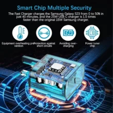 آداپتور 25 وات سه‌پین Type-C سازگار با سامسونگ NFC دار