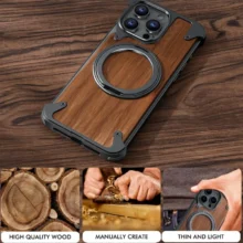 قاب چوب و فلز گوشی 16Promax مدل Wood Metal | طراحی لوکس با چوب گردو و پایه ۳۶۰ درجه
Iphone 16 Promax Wood Metal Case